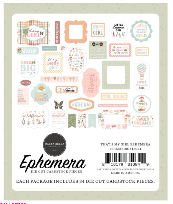 Carta Bella That's My Girl Icons Ephemera {D161}