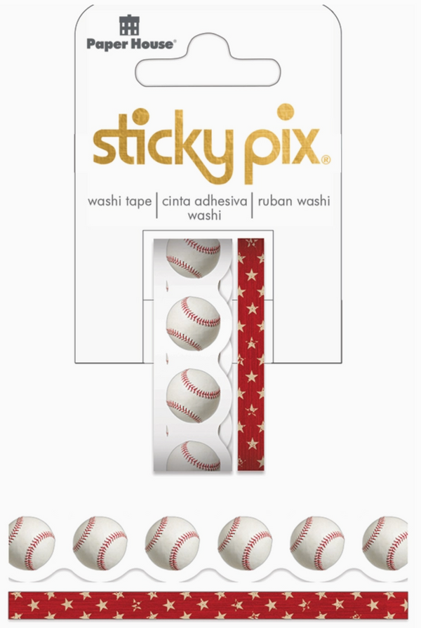 Paper House Productions Sticky Pix Baseball Washi Tape {G197}