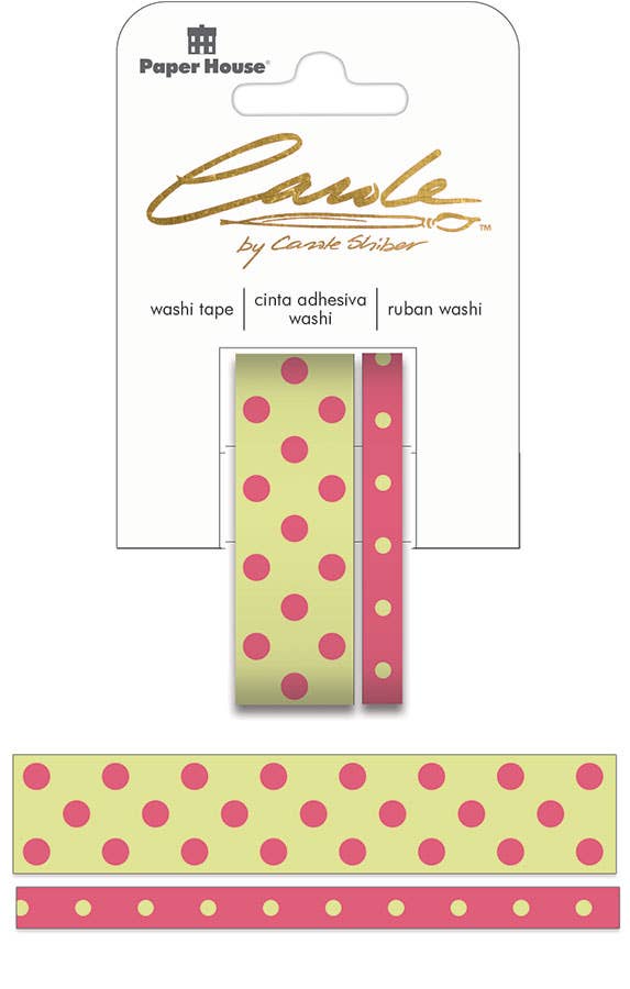 Paper House Productions Carole Shiber Pink & Green Polka Dot Washi Tape {G212}