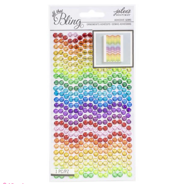 Jolee's Boutique Multicolor Rainbow Self Adhesive Bling Gem Paper Stickers,  24 Pieces 