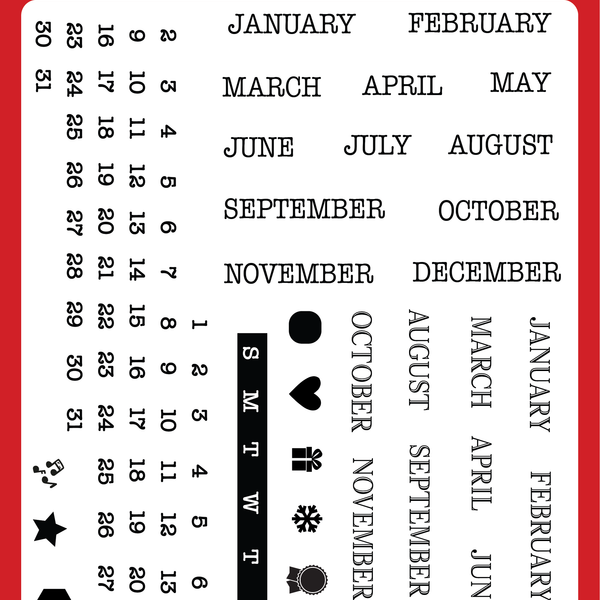 Elizabeth Craft Clear Stamps Calendar Numbers